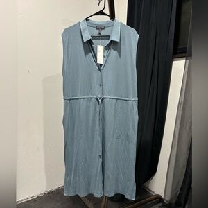 Eileen Fisher blue Viscose shirt dress size petite large NWT